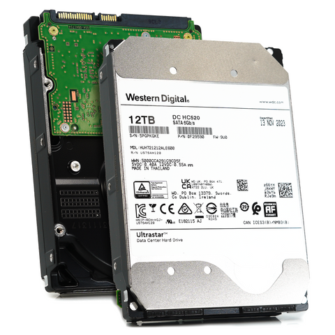 Western Digital Ultrastar DC HC520 HUH721212ALE600 0F29590 12TB 7.2K RPM SATA 6Gb/s 512e 256MB 3.5" ISE Power Disable Pin Manufacturer Recertified HDD