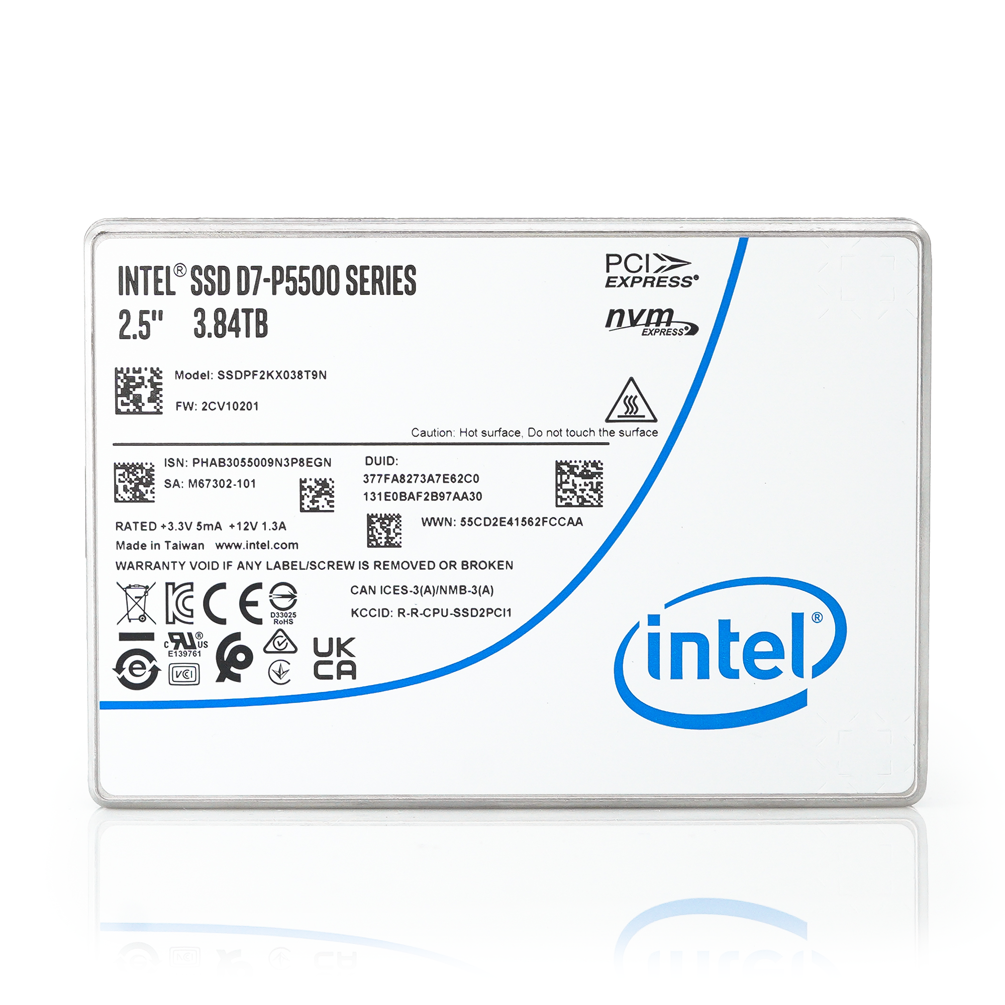 Intel P5500 3.84TB Enterprise SSD Front Facing