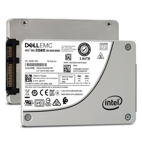 Dell D3-S4610 SSDSC2KG038T8R 06Y7Y1 3.84TB SATA 6Gb/s 3D TLC 3DWPD 2.5in Solid State Drive - 5 Year Warranty Factory Sealed