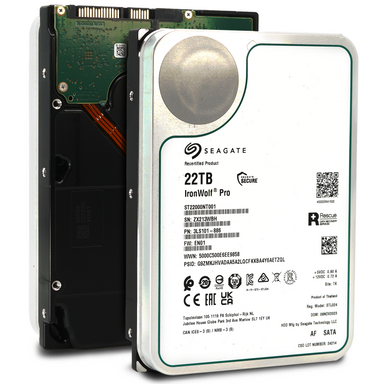 Seagate Ironwolf Pro ST22000NT001 22TB 7.2K RPM SATA 6Gb/s 512e NAS 3.5in Recertified Hard Drive
