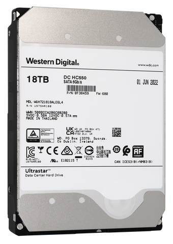 WD Ultrastar 18TB HDD DC HC550 7200RPM SATA 6Gb/s 3.5" Enterprise Hard Drive  WUH721818ALE6L4 (0F38459)