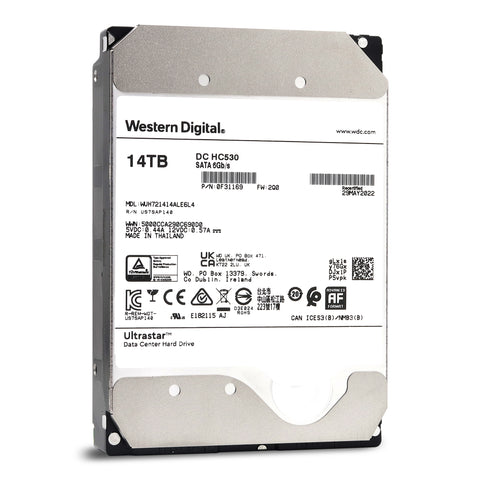 Western Digital Ultrastar DC HC530 WUH721414ALE6L4 0F31169 14TB 7.2K RPM SATA 6Gb/s 512e 3.5in Recertified Hard Drive