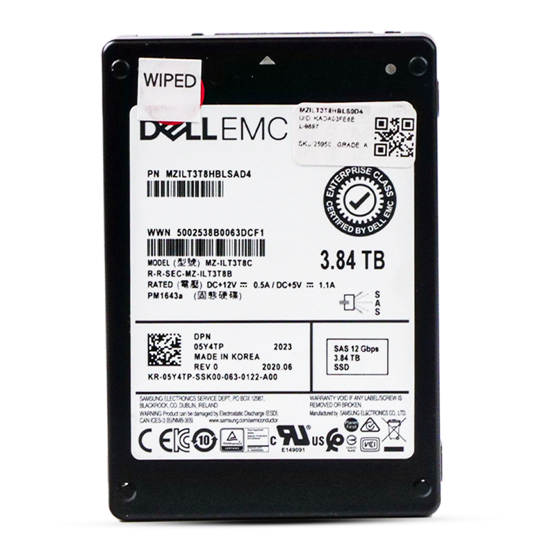 Dell/Samsung PM1643a MZILT3T8C 3.84TB SAS 12 Gb/s 3D TLC 1 DWPD 2.5-inch Refurbished SSD