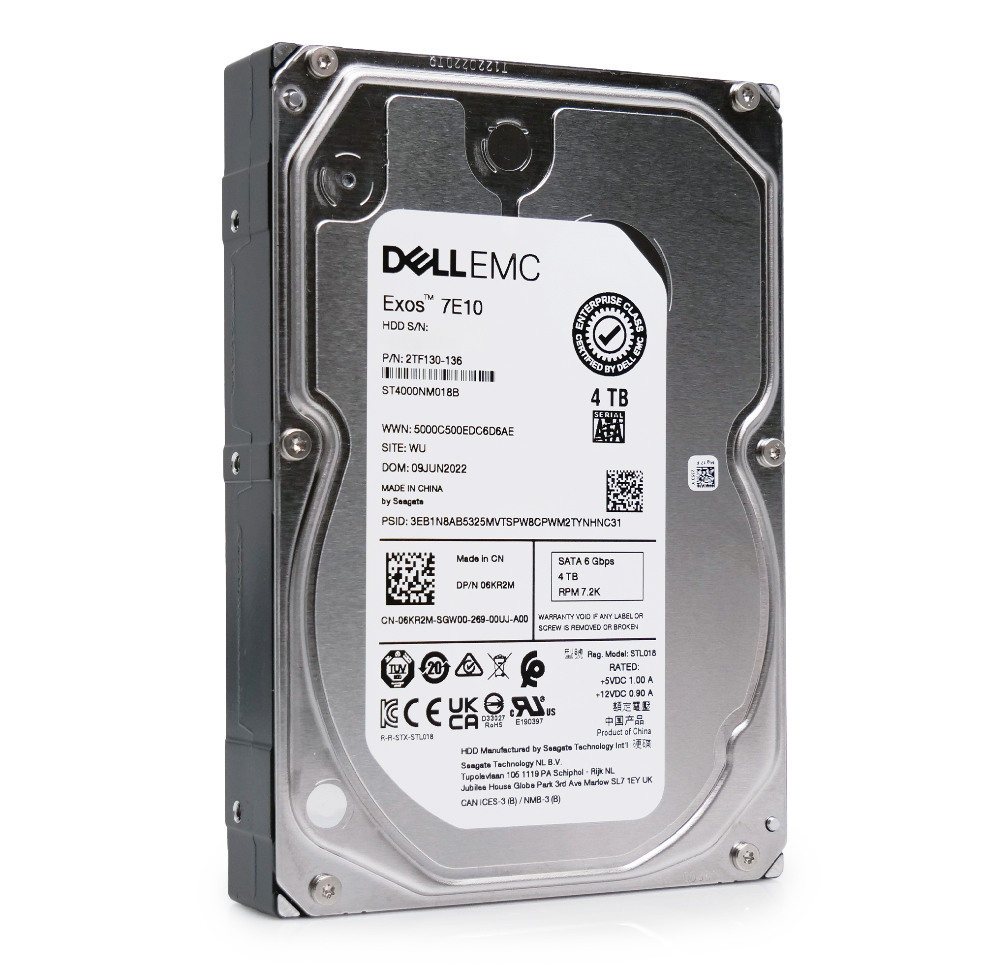 Dell Exos 7E10 ST4000NM018B 2TF130-136 4TB 7.2K RPM SATA 6Gb/s 512n 3.5in Hard Drive