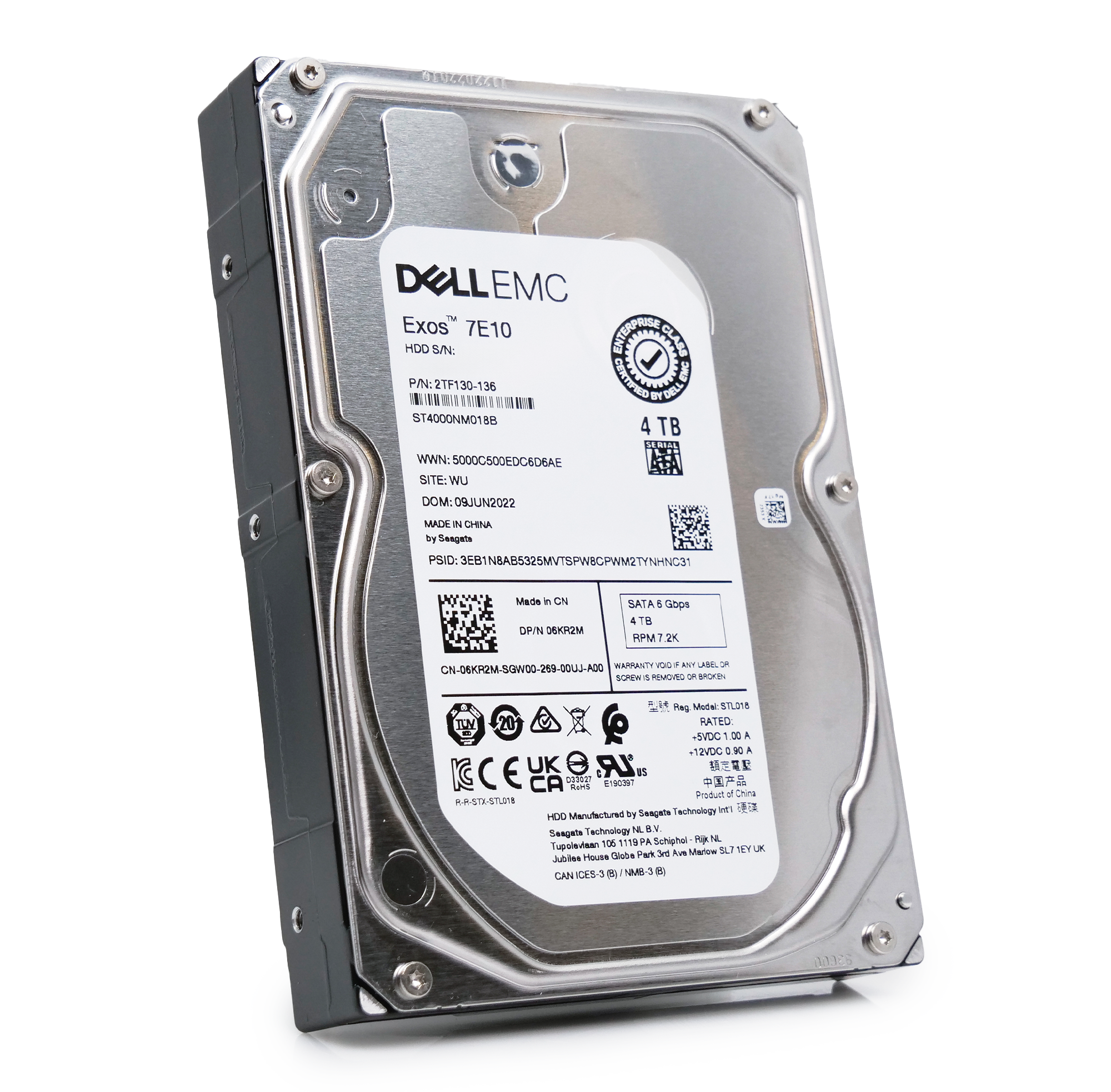 Dell Exos 7E10 ST4000NM018B 2TF130-136 4TB 7.2K RPM SATA 6Gb/s 512n 3.5in Hard Drive