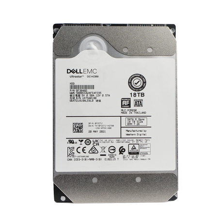 Front view of a Dell EMC Ultrastar DC HC550 18TB 7.2K SATA 3.5" hard drive.
