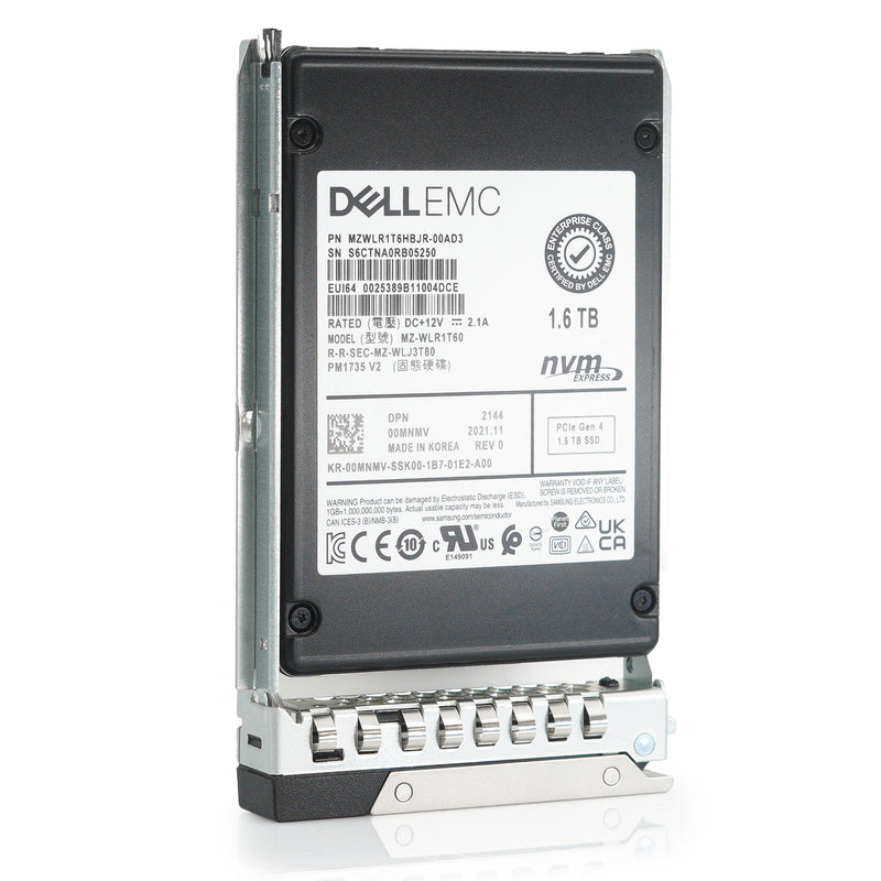 Dell G14 0MNMV MZWLR1T6HBJR 1.6TB PCIe Gen 4.0 x4 3D TLC 3DWPD Mixed Use U.2 2.5in Refurbished SSD