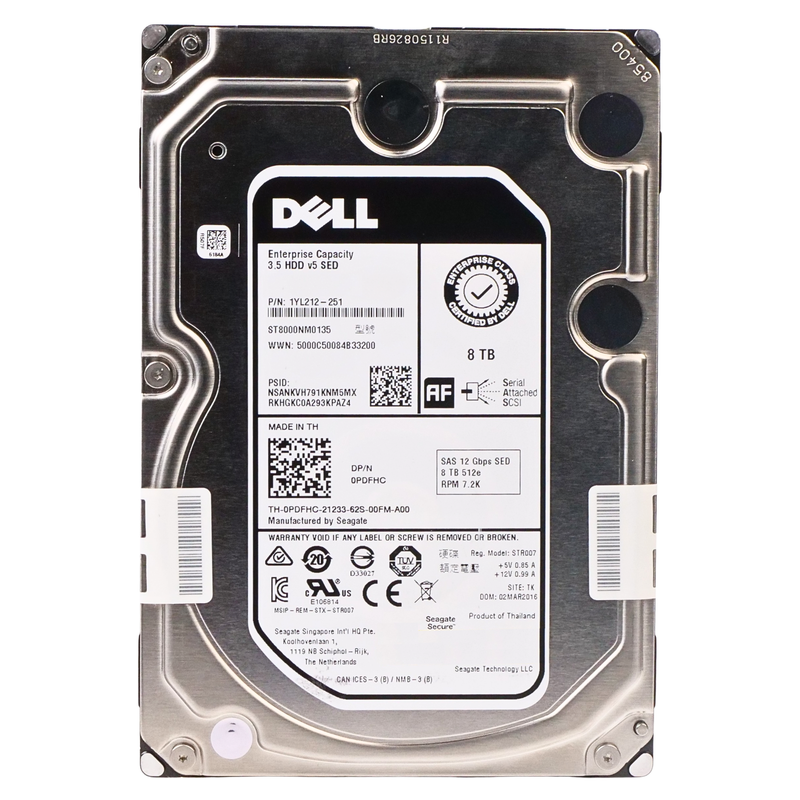 Dell/Seagate Exos 7E8 ST8000NM0135 8TB 7.2K RPM SAS 12Gb/s 512e 256MB 3.5in Refurbished HDD