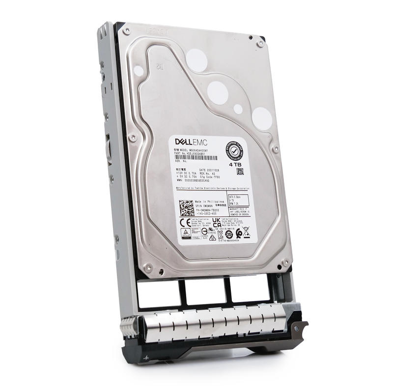 Dell G13 0W2M9N 4TB 7.2K RPM SATA 6Gb/s 512n 3.5in Hard Drive, front angled view