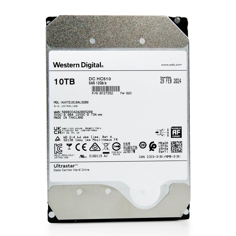 HGST Ultrastar He10 HUH721010AL5200 0F27352 10TB 7.2K RPM SAS 12Gb/s 512e 256MB 3.5" ISE Manufacturer Recertified HDD