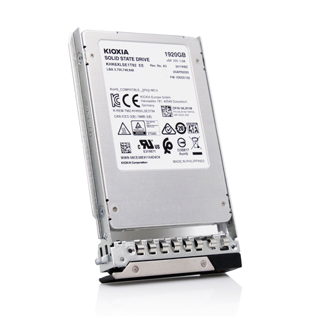 Dell G14 KHK6XLSE1T92 0KJR1M 1.92TB 0.6 DWPD SATA 6Gb/s 3D TLC 3.5in Read Intensive SSD, front angled view