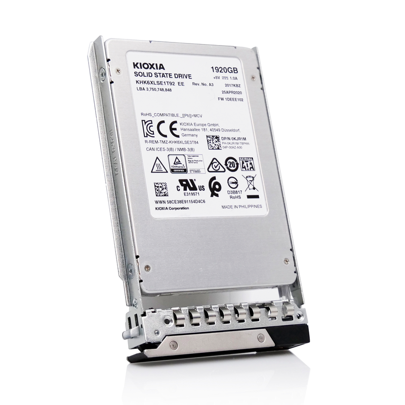 Dell G14 KHK6XLSE1T92 0KJR1M 1.92TB 0.6 DWPD SATA 6Gb/s 3D TLC 3.5in Read Intensive SSD, front angled view