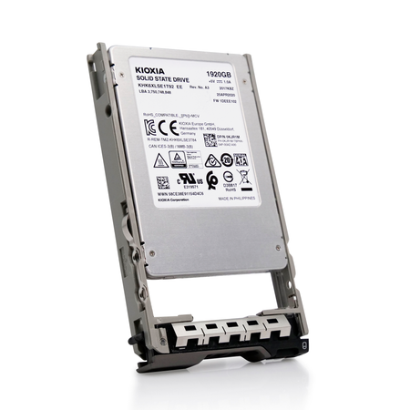 Dell G13 KHK6XLSE1T92 0KJR1M 1.92TB 0.6 DWPD SATA 6Gb/s 3D TLC 3.5in Read Intensive SSD, front angled view