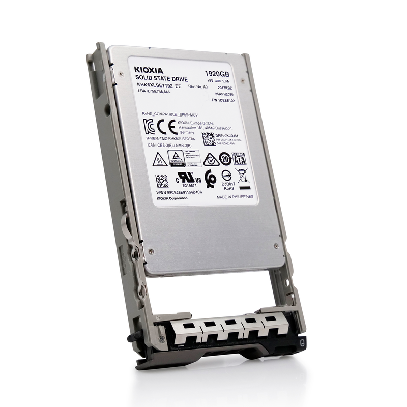 Dell G13 KHK6XLSE1T92 0KJR1M 1.92TB 0.6 DWPD SATA 6Gb/s 3D TLC 3.5in Read Intensive SSD, front angled view