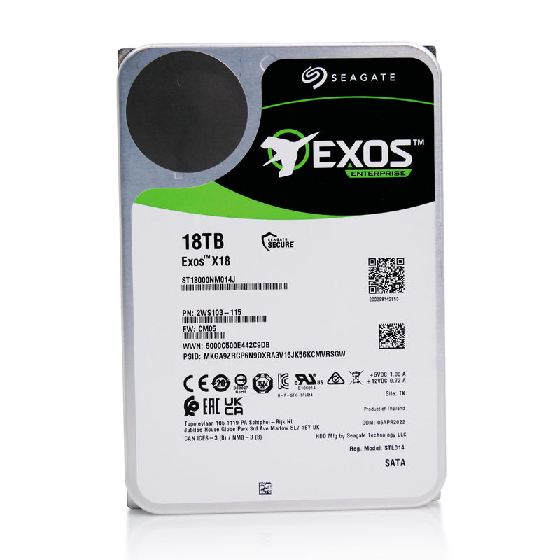 Seagate Exos X18 ST18000NM014J 18TB 7.2K RPM SATA 6Gb/s SED 3.5in Hard Drive