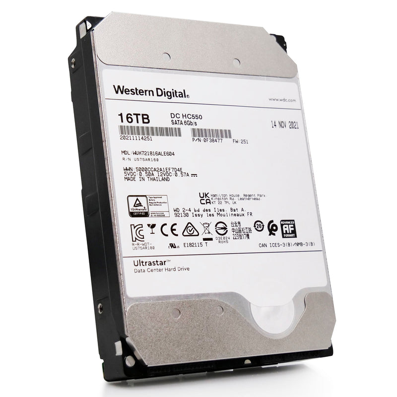 Western Digital Ultrastar DC HC550 WUH721816ALE604 0F38477 16TB 7.2K RPM SATA 6Gb/s 512e 3.5in Power Disable Hard Drive