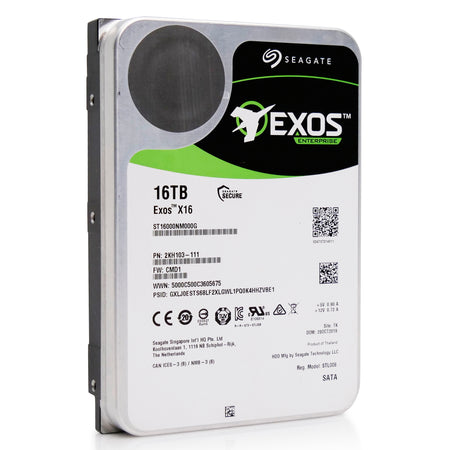Seagate Exos X16 ST16000NM000G 16TB 7.2K RPM SATA 6Gb/s 512e/4Kn Power Disable Feature 3.5in Refurbished HDD