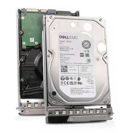 Dell G14 J7W80 8TB 7.2K RPM SATA 6Gb/s 512e 256MB 3.5in Hard Drive, combine angled view