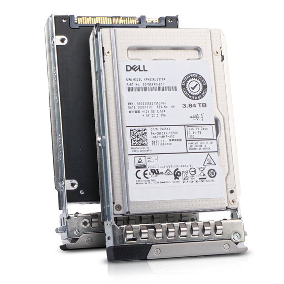 Dell G14 0N85XX 3.84TB 1 DWPD SAS 12Gb/s 3D TLC 2.5in Solid State Drive, combine angled view