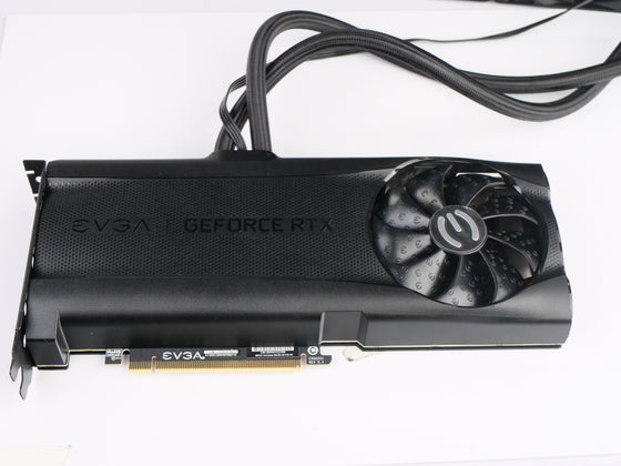 EVGA GeForce RTX Hybrid liquid-cooled graphics card.