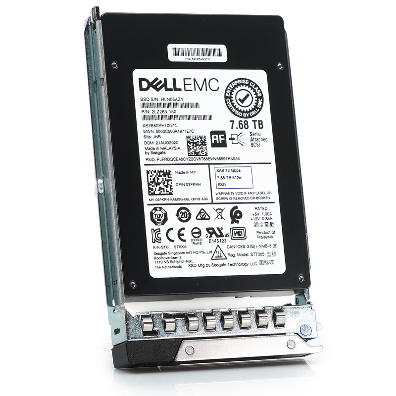 Dell G14 2PKRH XS7680SE70074 7.68TB SAS 12Gb/s 1DWPD Read Intensive 2.5in Solid State Drive - Front Angle View
