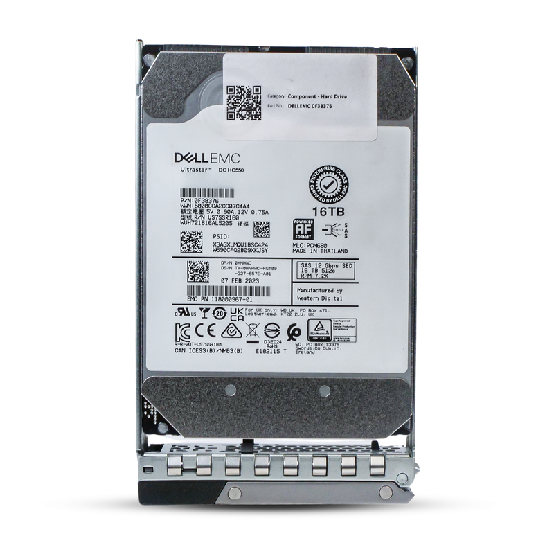 Dell G14 0HNHWC 16TB 7.2K RPM SAS 12Gb/s  2e 3.5in Enterprise HDD, front view