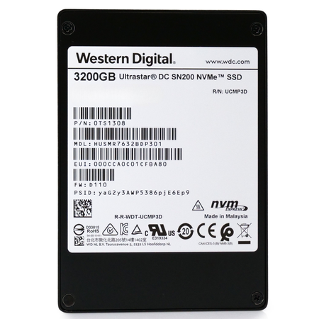 Western Digital/HGST Ultrastar DC SN200 HUSMR7632BDP301 3.2TB PCIe Gen 3.0 x4 4GB/s NVMe 2.5in Enterprise Solid State Drive