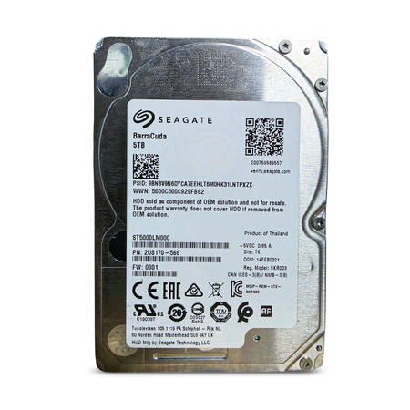 Seagate BarraCuda ST5000LM000 5TB 5.4K RPM SATA 6Gb/s 2.5in 15mm Refurbished HDD