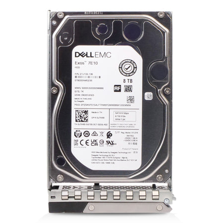 Dell G14 J7W80 8TB 7.2K RPM SATA 6Gb/s 512e 256MB 3.5in Hard Drive, front view