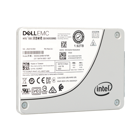 Dell S4510 33R2T SSDSC2KB019T8R 1.92TB SATA 6Gb/s 1DWPD Read Intensive 2.5in Refurbished SSD Brand	Dell Series	S4510 Model Number	33R2T Part Number	SSDSC2KB019T8R Form Factor	2.5" Capacity	1.92TB Interface	SATA 6Gb/s Spindle Speed	SSD