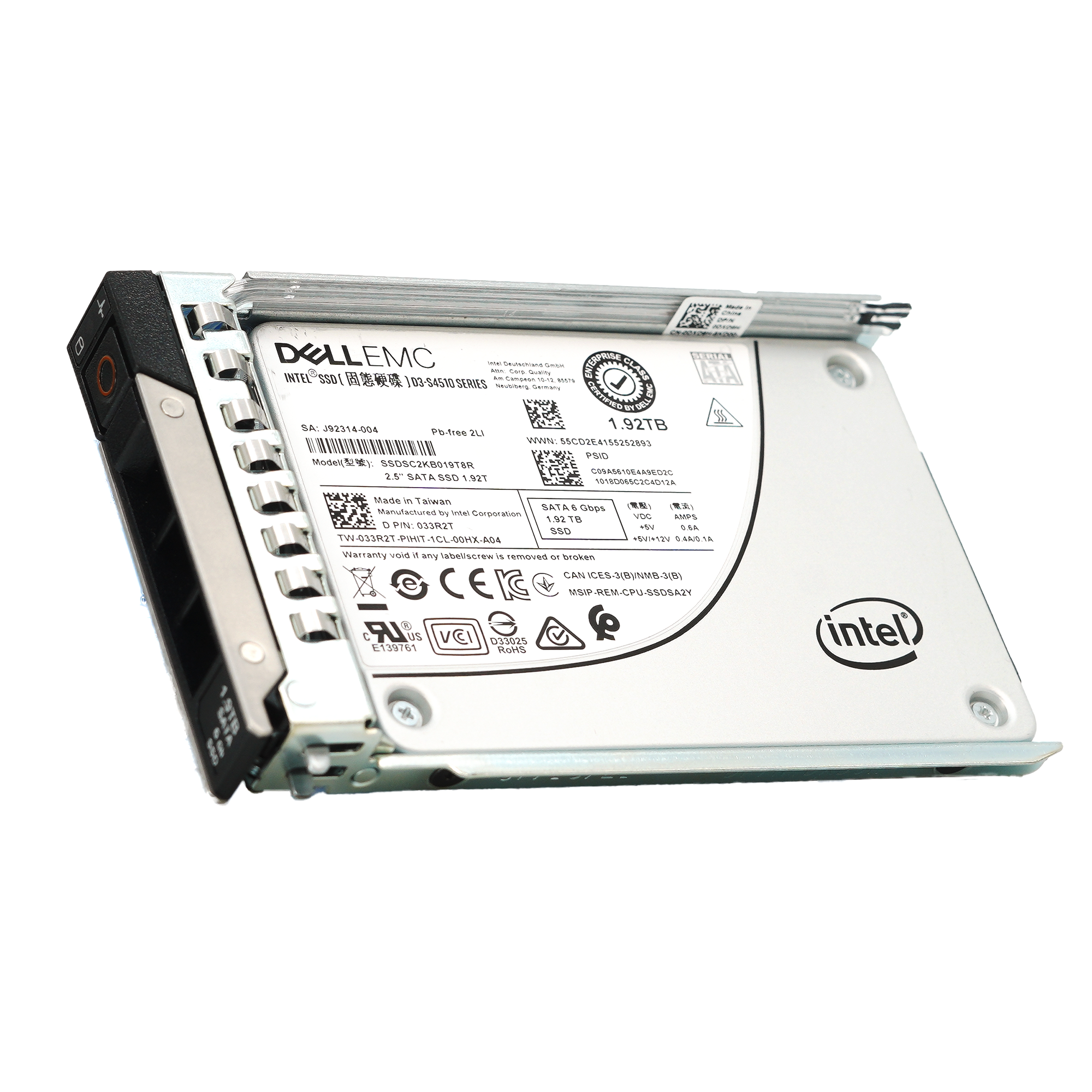 Dell G14 33R2T SSDSC2KB019T8R 1.92TB SATA 6Gb/s 1DWPD Read Intensive 2.5in Refurbished SSD