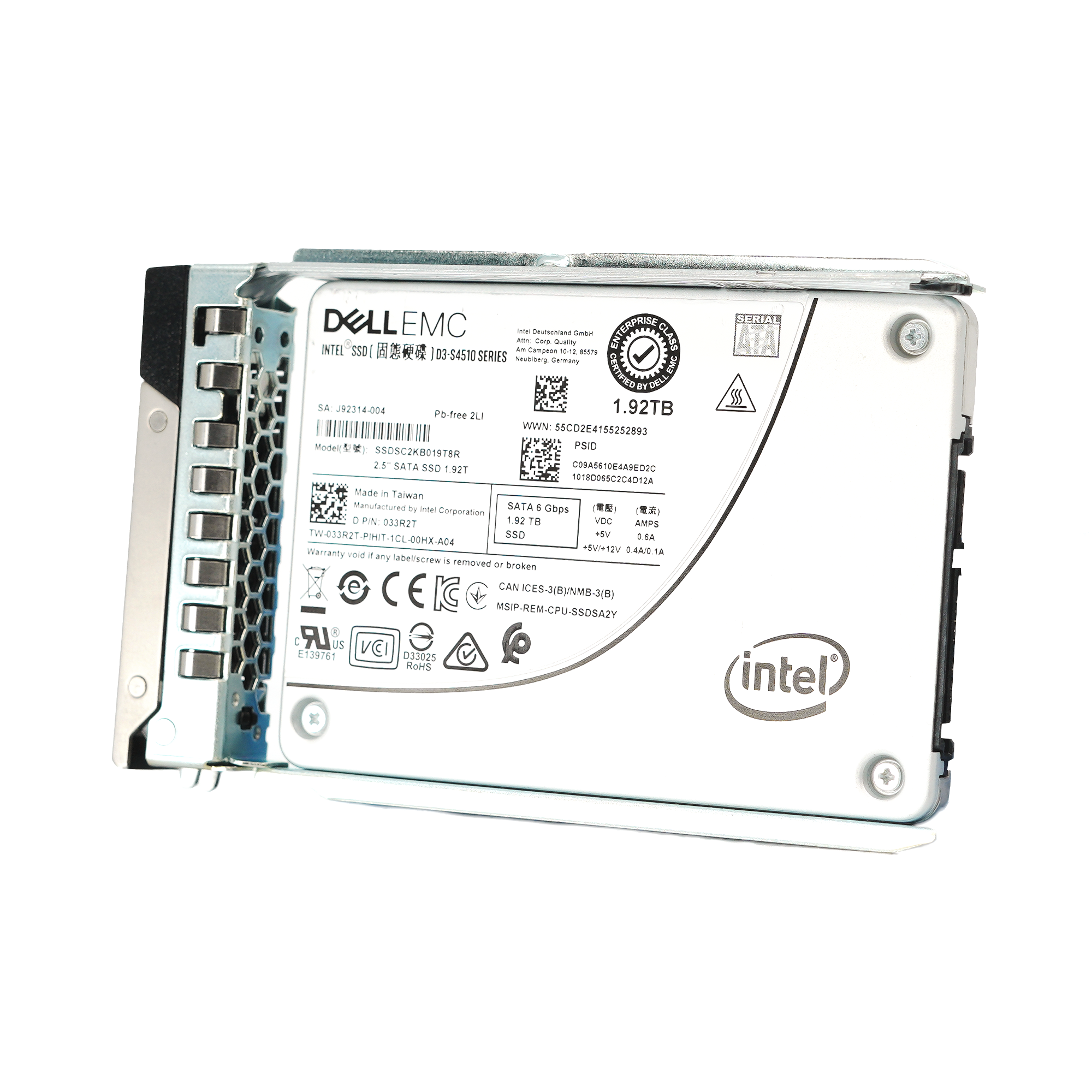 Dell G14 33R2T SSDSC2KB019T8R 1.92TB SATA 6Gb/s 1DWPD Read Intensive 2.5in Refurbished SSD