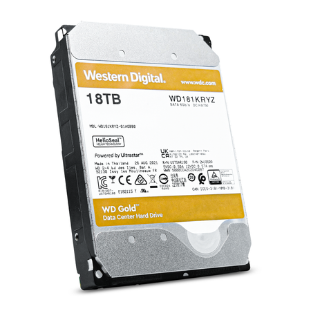 Western Digital Gold WD181KRYZ 01AGBB0 18TB 7.2K RPM SATA 6Gb/s 512e Enterprise 3.5in Refurbished HDD