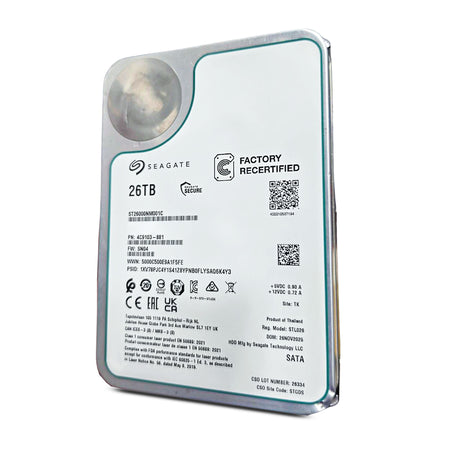 Seagate Exos ST26000NM001C 26TB 7.2K RPM SATA 6Gb/s 512e 512MB 3.5in Refurbished HDD