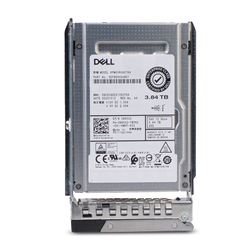 Dell G14 0N85XX 3.84TB 1 DWPD SAS 12Gb/s 3D TLC 2.5in Solid State Drive, front view