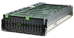 Seagate JBOD storage enclosure with drive bays open, angled view.
