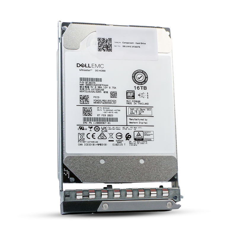 Dell G14 0HNHWC 16TB 7.2K RPM SAS 12Gb/s 512e 3.5in Enterprise HDD, front angled view