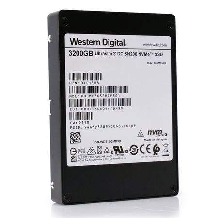 Western Digital/HGST Ultrastar DC SN200 HUSMR7632BDP301 3.2TB PCIe Gen 3.0 x4 4GB/s NVMe 2.5in Enterprise Solid State Drive