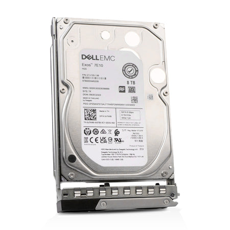 Dell G14 J7W80 8TB 7.2K RPM SATA 6Gb/s 512e 256MB 3.5in Hard Drive, front angled view