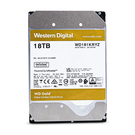Western Digital Gold WD181KRYZ 01AGBB0 18TB 7.2K RPM SATA 6Gb/s 512e Enterprise 3.5in Refurbished HDD