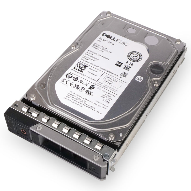 Dell G14 J7W80 8TB 7.2K RPM SATA 6Gb/s 512e 256MB 3.5in Hard Drive, front bottom view