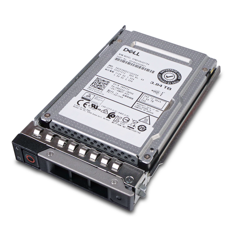 Dell G14 0N85XX 3.84TB 1 DWPD SAS 12Gb/s 3D TLC 2.5in Solid State Drive, front angled bottom view