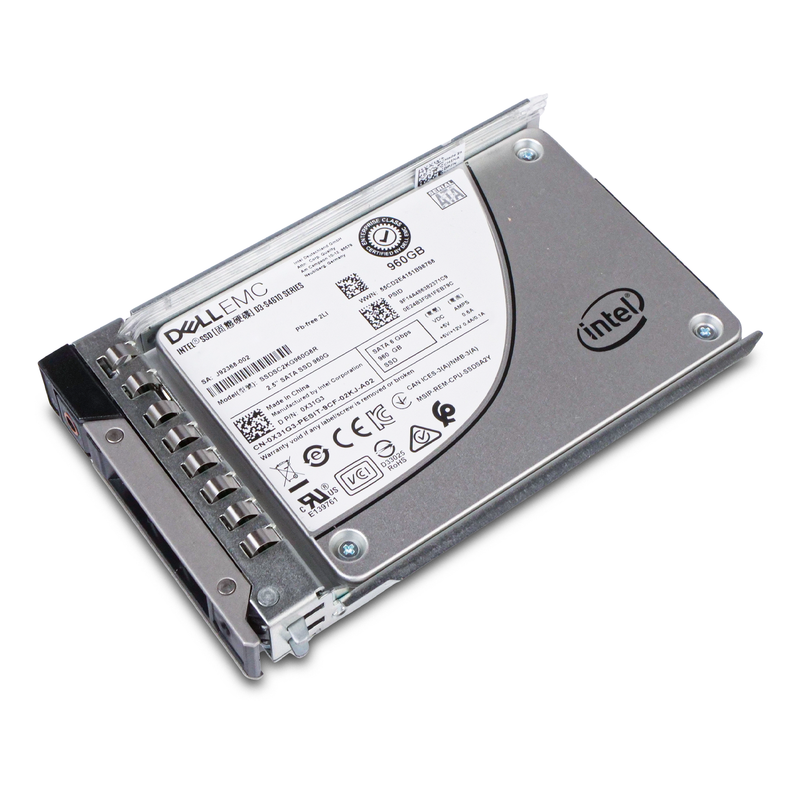 Dell G14 0X31G3 960GB 3 DWPD SATA 6Gb/s 3D TLC 2.5in Mixed Use Solid State Drive, front angled bottom view