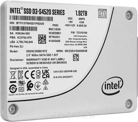 Intel D3-S4520 SSDSC2KB019TZ01 1.92TB SATA 6Gb/s 3D TLC 1DWPD 2.5in Refurbished SSD