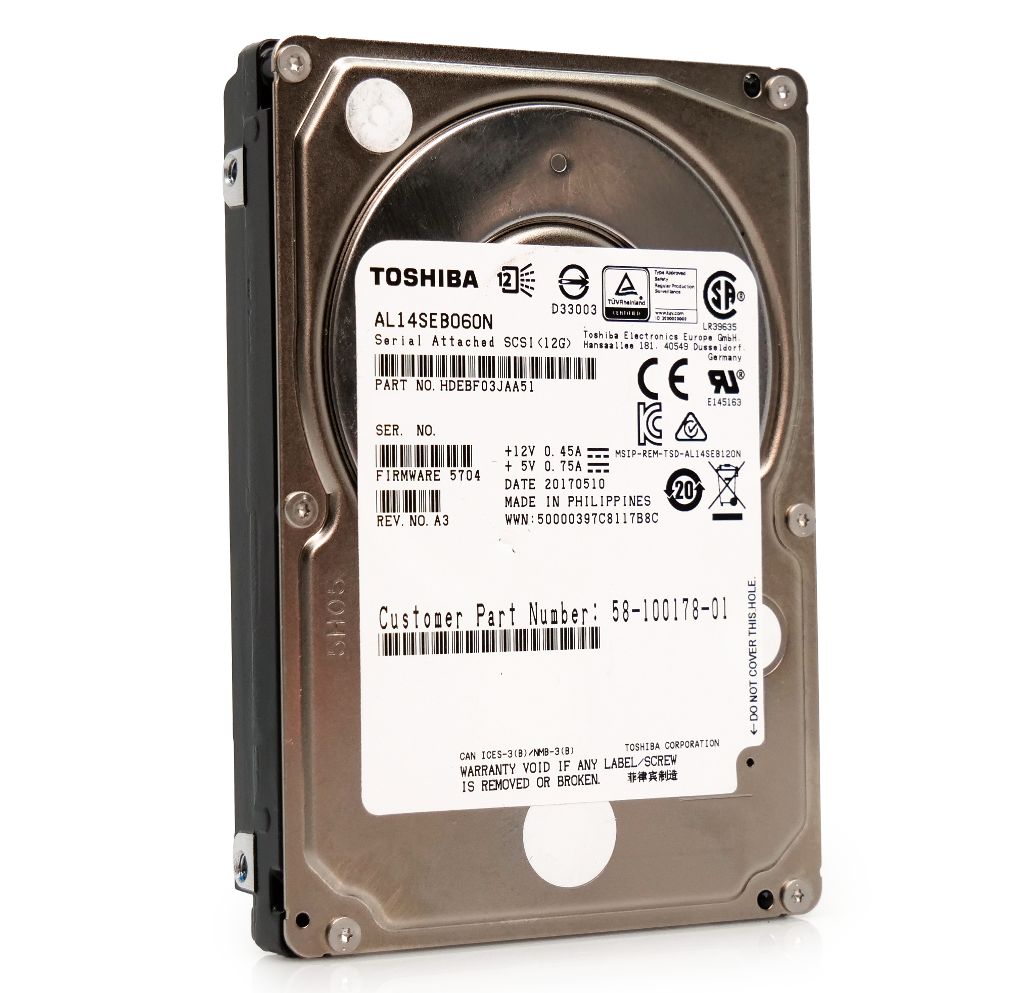 Toshiba AL14SEB060N 600GB 10K RPM SAS 12Gb/s 512e 2.5in Refurbished HDD