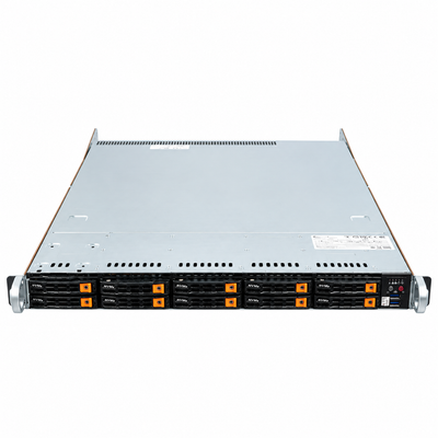Supermicro AS-1114S-WN10RT 1U Rack Server — Single AMD EPYC 7742 64-Core (128 Threads), 3x PCIe Gen4 + 2x M.2, 16x DDR4 DIMM Slots, 10-Bay 2.5" NVMe/SATA, 2x 10GBase-T + Intel E810-XXV Dual-Port 25G SFP28 — CPU Only Refurbished