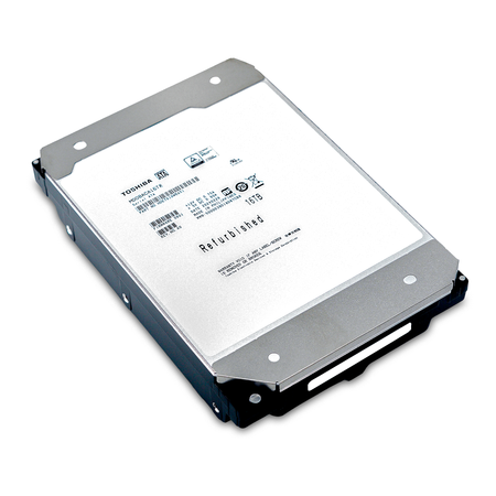 Toshiba MD08 MD08ACA16TR 16TB 7.2K RPM SATA 6Gb/s 512e 3.5" HDD, Above Angled View