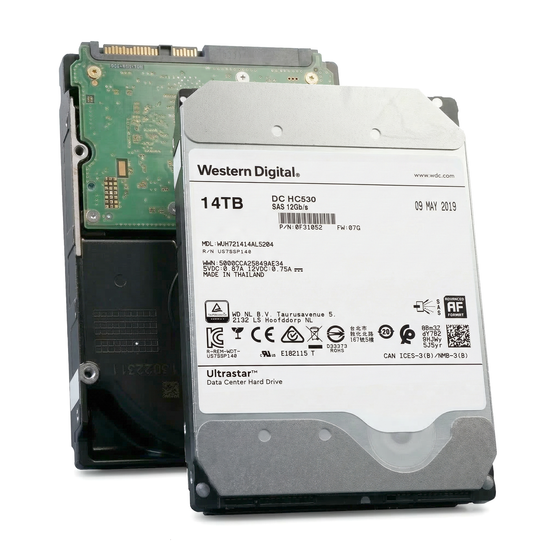 Western Digital Ultrastar DC HC530 WUH721414AL5204 0F31052 14TB 7.2K RPM SAS 12Gb/s 512e 3.5in Refurbished HDD