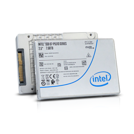 Intel D7-P5510 SSDPF2KX076TZ 7.68TB 1 DWPD PCIe Gen 4.0 x4 8GB/s 3D TLC U.2 NVMe 2.5in Refurbished SSD