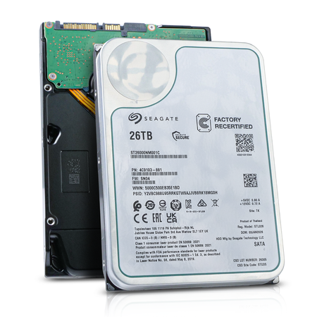 Seagate Exos ST26000NM001C 26TB 7.2K RPM SATA 6Gb/s 512e 512MB 3.5in Recertified HDD